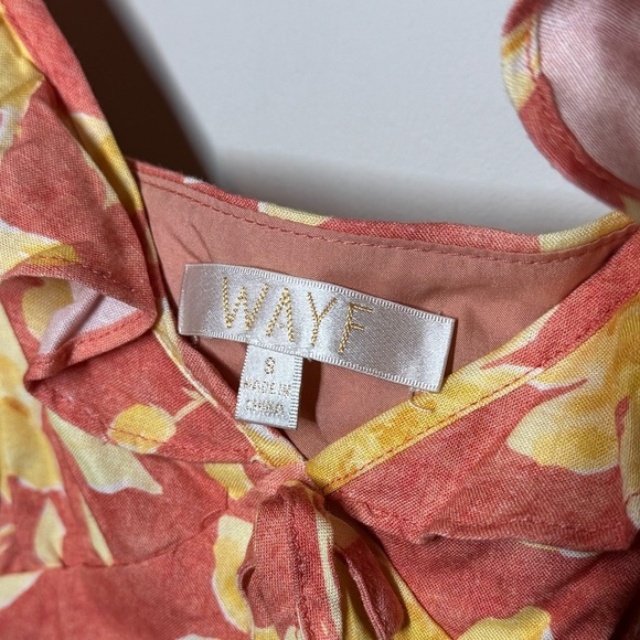 WAYF Floral Ruffle Mini Dress Pink Yellow Roses Size S NWOT - Picture 3 of 5